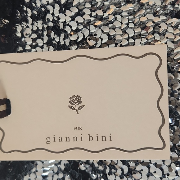 Gianni Bini Silver Sequin Dress with Lace Trim - Picture 8 of 9